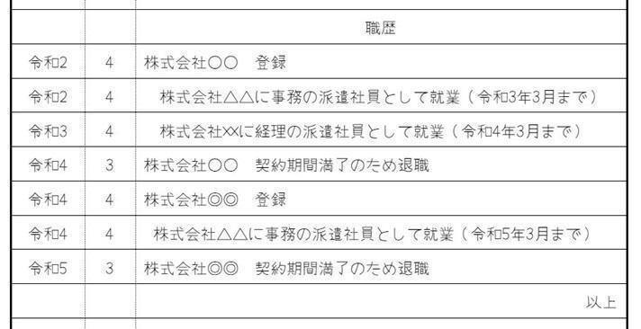 派遣元が複数ある場合の例の画像