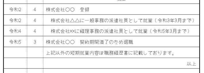 短期間の派遣が多い場合の例の画像