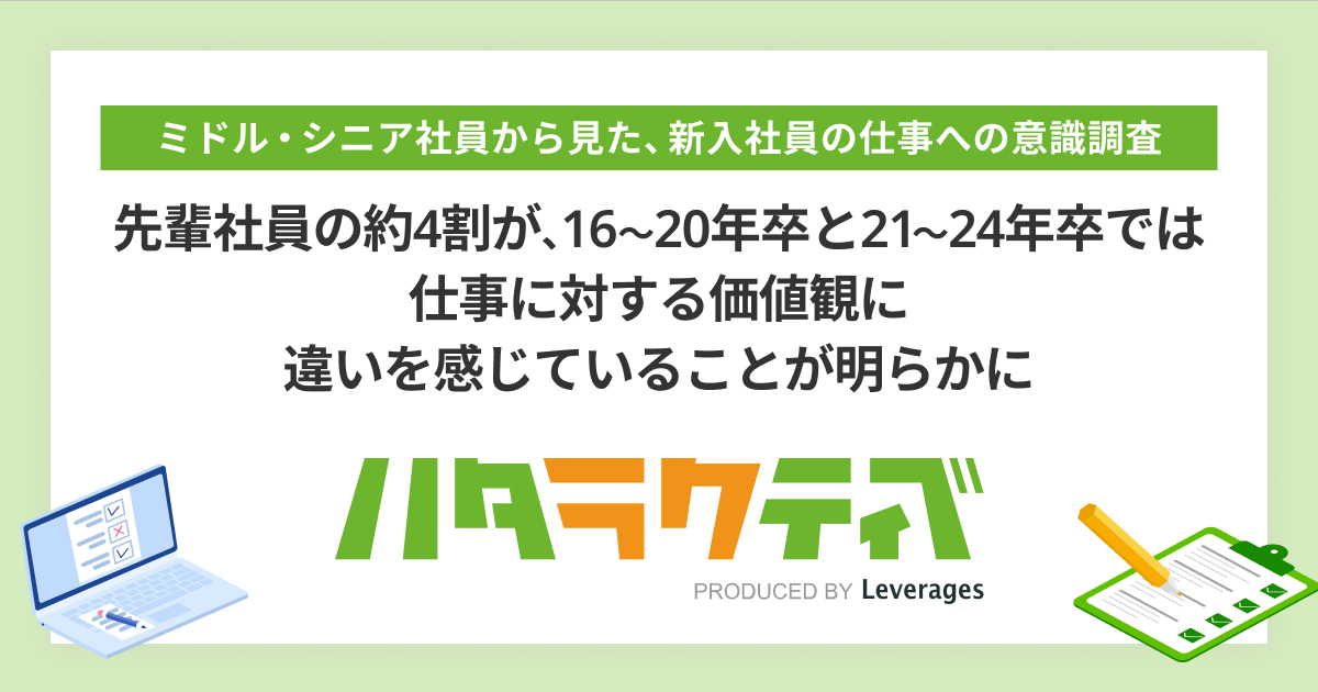 ミドル・シニア社員から見た、新入社員の仕事への意識調査の画像