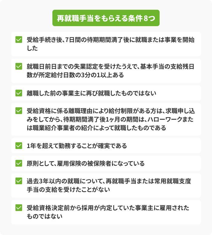 再就職手当をもらえる条件の画像