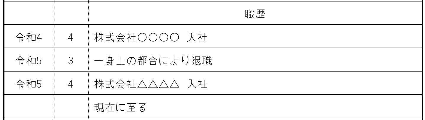 「一身上の都合により退職」の記入例の画像