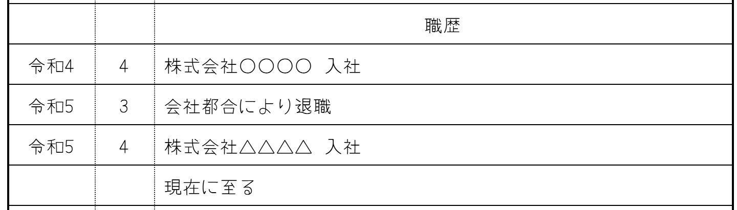 「会社都合により退職」の記入例の画像