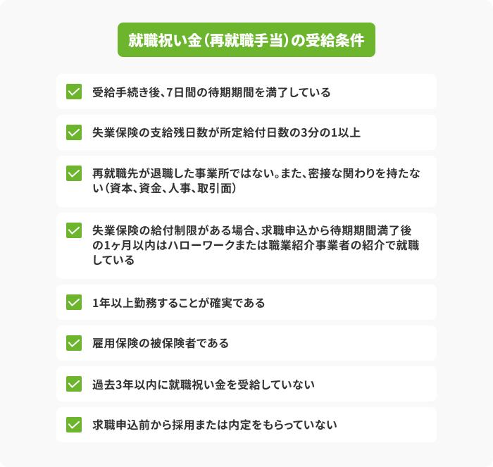 就職祝い金(再就職手当)の受給条件の画像