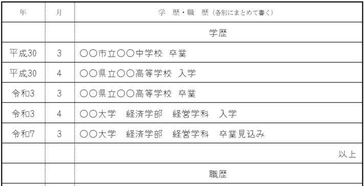 新卒で在学中の場合の画像