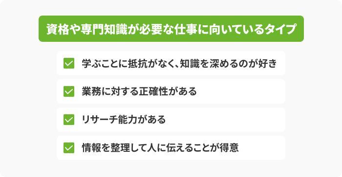資格や専門知識が必要な仕事に向いているタイプの画像