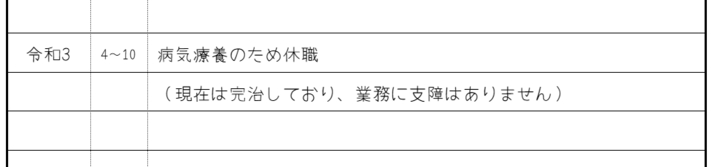 病気療養で休職していた場合の画像