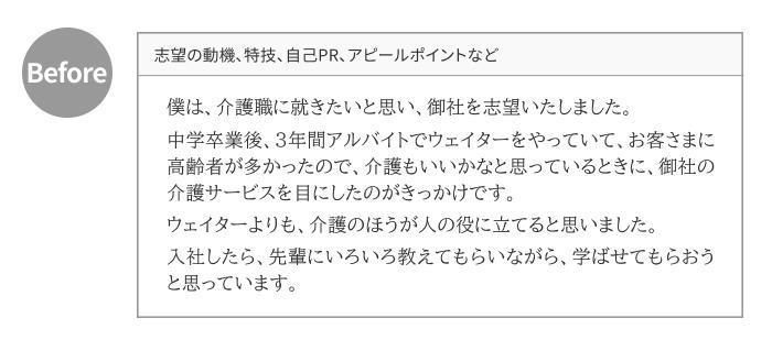 添削前の志望動機の文章の画像