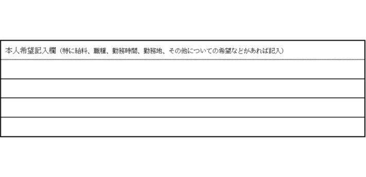フリーター向け履歴書の書き方~本人希望欄~の画像