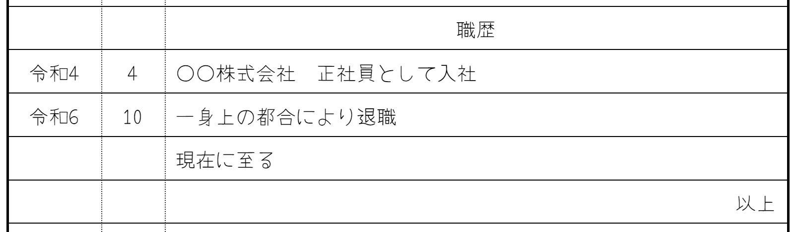 職歴欄の画像