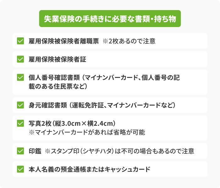ハローワークで失業保険の手続きをする際の必要書類・持ち物の画像